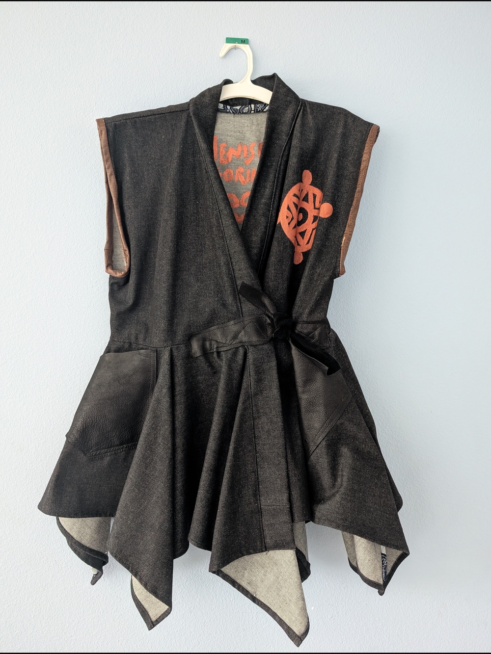 Black Denim Peplam Tunic W/ Hand Painted Accents